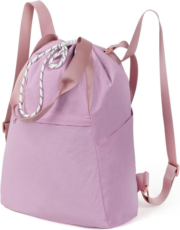 Drawstring Backpack with Wet Pocket,Waterproof Drawstring Bag,Gym Backpack for Beach,Pool,Swim and Travel,Purple