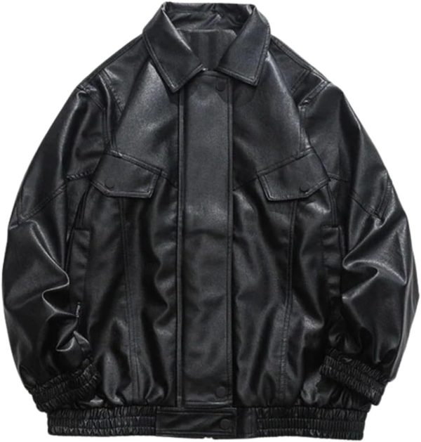 Women Oversized Leather Jackets men Faux Leather Bomber Jacket 90s Vintage Biker Racing Moto Jackets