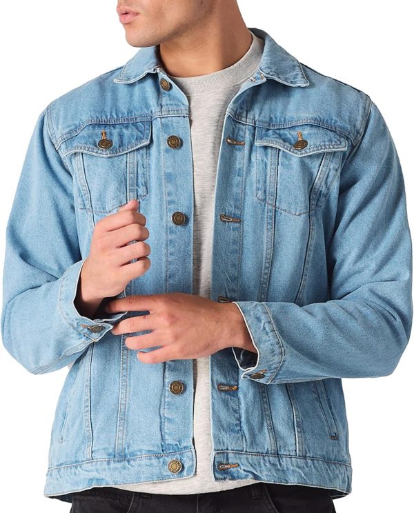 Jean Jacket For Men - Classic Trucker Style Regular Fit Casual Outerwear Button Down Cowboy Cut - Men's Denim Jacket