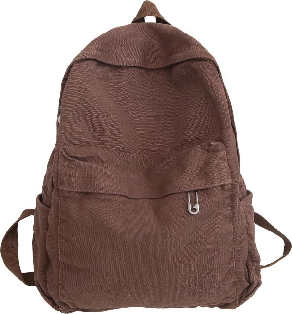 Vintage Canvas Backpack for Women  Cute Boho School Backpack Casual Y2K Aesthetic Backpack (Coffee)